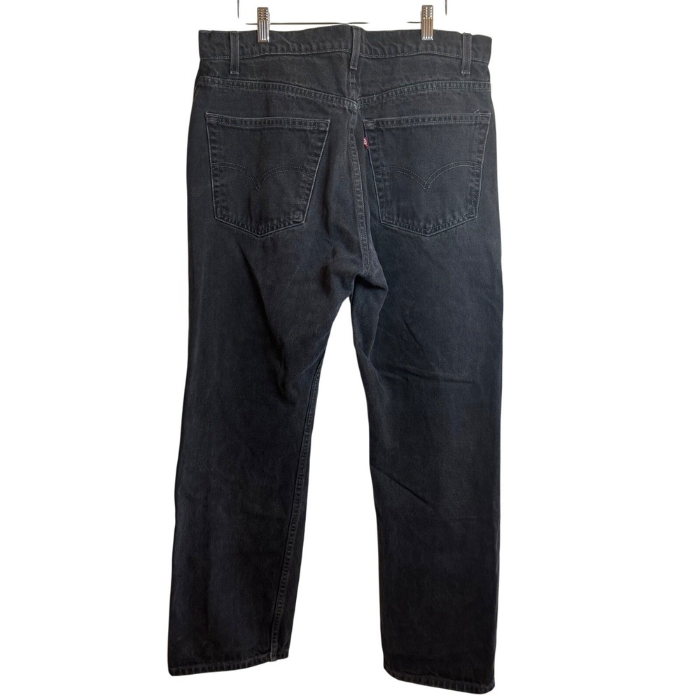 Levis 505 Regular Fit Straight Leg Jeans Mens Black Denim Pants - Picture 7 of 7